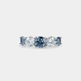 Moissanite Dark Blue Five Stone 925 Silver Ring